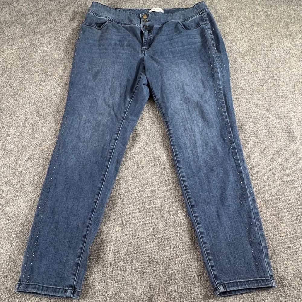Lane Bryant Jeans Women 16 36x27 Blue Embellished Cropped Skinny Streetwear